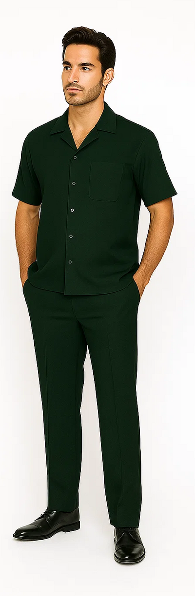 Mens Walking Suit in Color hunter green  leisure suit causal Matching Shirt and Pants $99 5   - from alligatorwarehouse.com