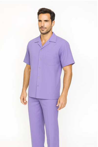 Mens Walking Suit in Color lavender leisure suit causal Matching Shirt and Pants $99 1   - from alligatorwarehouse.com