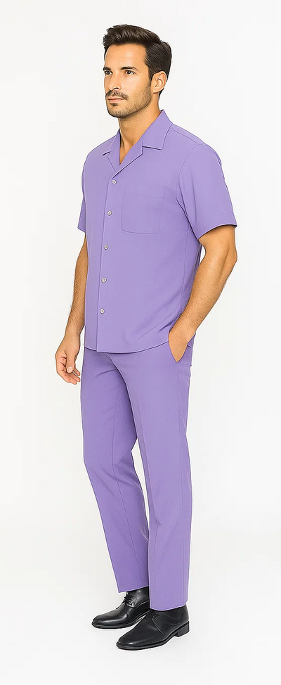 Mens Walking Suit in Color lavender leisure suit causal Matching Shirt and Pants $99 3   - from alligatorwarehouse.com
