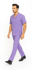 Mens Walking Suit in Color lavender leisure suit causal Matching Shirt and Pants $99