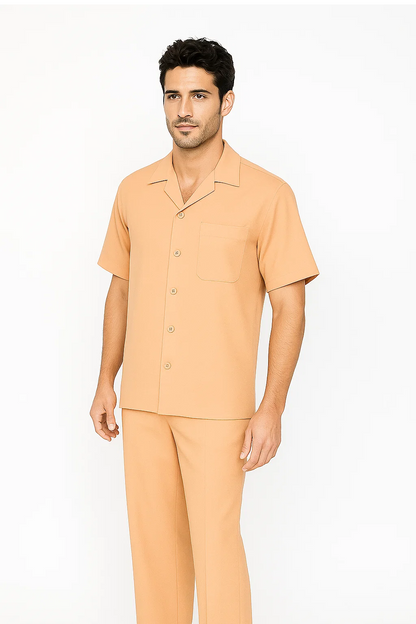 Mens Walking Suit in Color melon leisure suit causal Matching Shirt and Pants $99