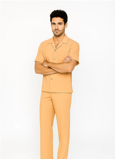 Mens Walking Suit in Color melon leisure suit causal Matching Shirt and Pants $99 2   - from alligatorwarehouse.com