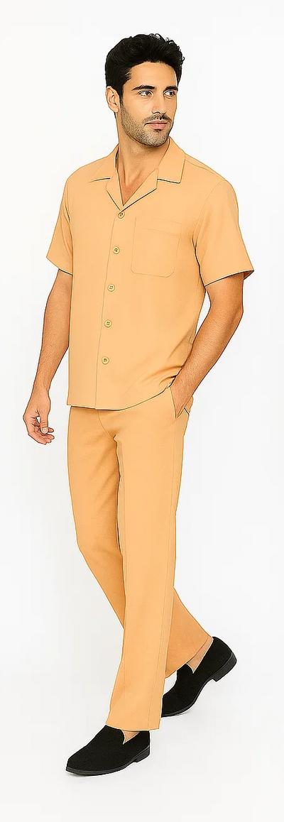 Mens Walking Suit in Color melon leisure suit causal Matching Shirt and Pants $99 3   - from alligatorwarehouse.com