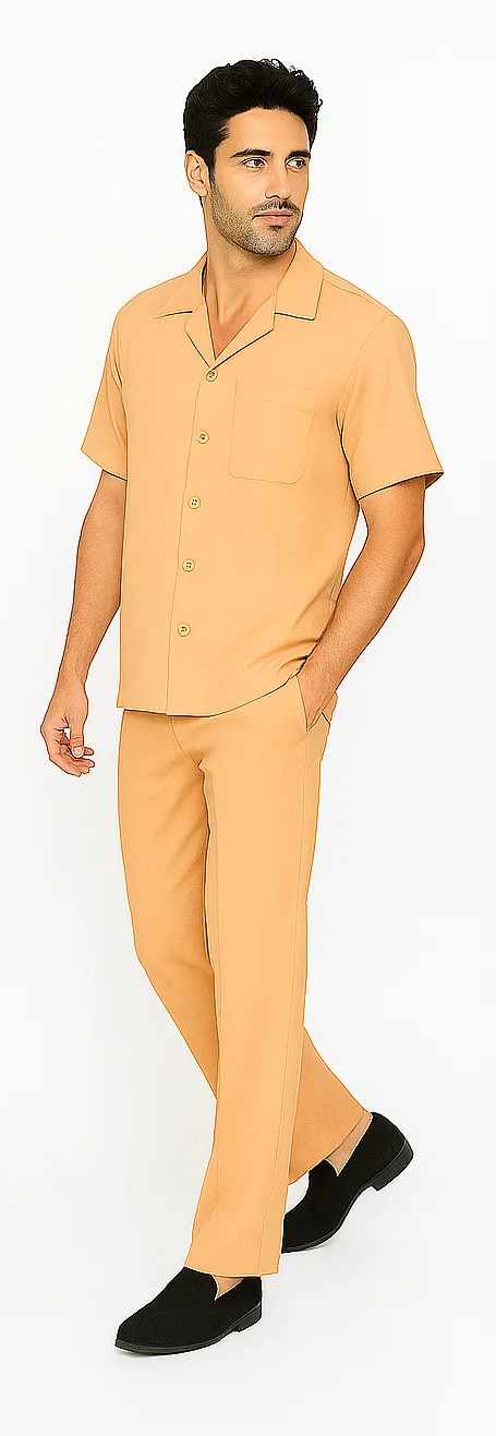 Mens Walking Suit in Color melon leisure suit causal Matching Shirt and Pants $99