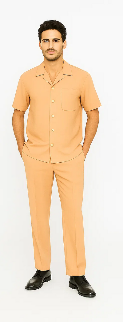 Mens Walking Suit in Color melon leisure suit causal Matching Shirt and Pants $99 5   - from alligatorwarehouse.com