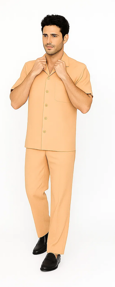 Mens Walking Suit in Color melon leisure suit causal Matching Shirt and Pants $99 7   - from alligatorwarehouse.com