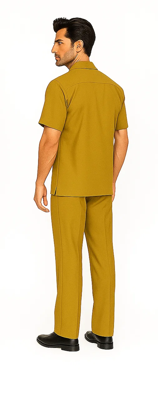 Mens Walking Suit in Color mustard  leisure suit causal Matching Shirt and Pants $99