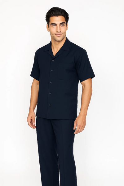 Mens Walking Suit in Color navy  leisure suit causal Matching Shirt and Pants $99 1   - from alligatorwarehouse.com