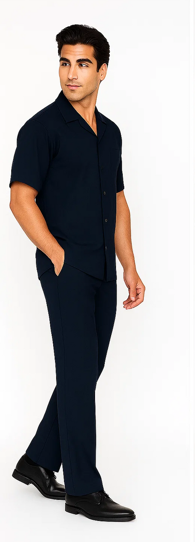 Mens Walking Suit in Color navy  leisure suit causal Matching Shirt and Pants $99 3   - from alligatorwarehouse.com