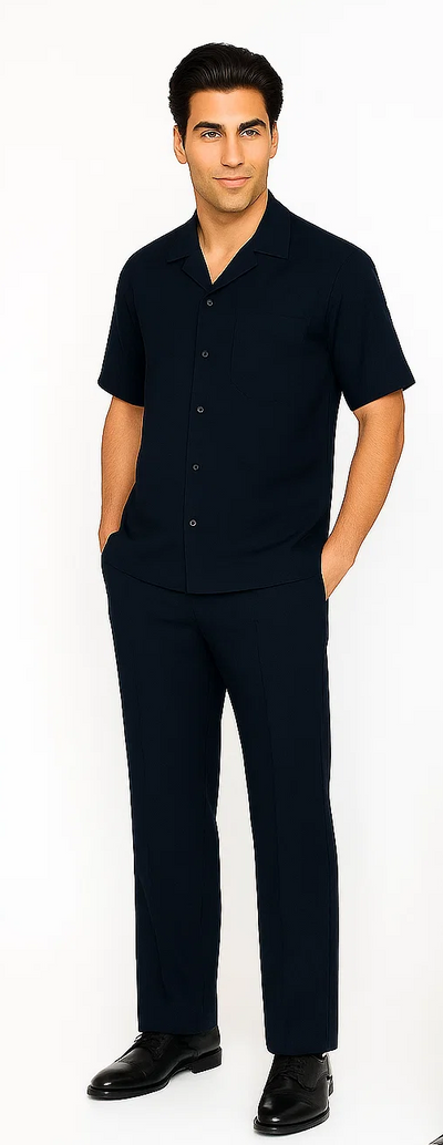 Mens Walking Suit in Color navy  leisure suit causal Matching Shirt and Pants $99 5   - from alligatorwarehouse.com