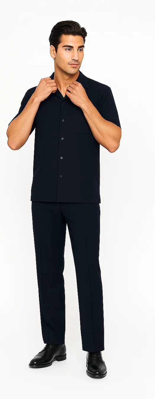 Mens Walking Suit in Color navy  leisure suit causal Matching Shirt and Pants $99 7   - from alligatorwarehouse.com