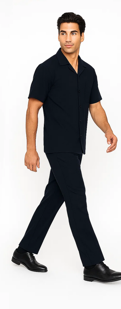 Mens Walking Suit in Color navy  leisure suit causal Matching Shirt and Pants $99 8   - from alligatorwarehouse.com