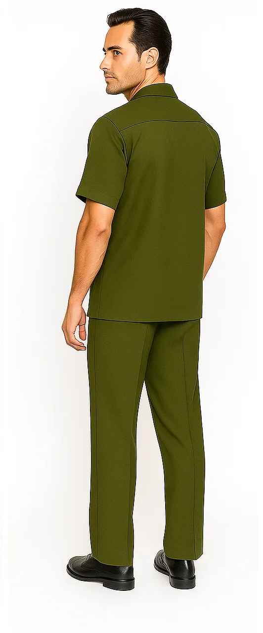 Mens Walking Suit in Color olive  leisure suit causal Matching Shirt and Pants $99 4   - from alligatorwarehouse.com