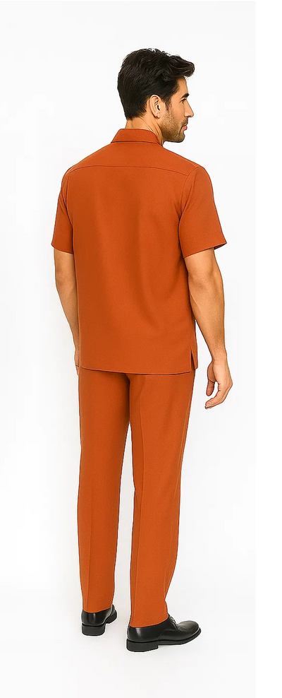 Mens Walking Suit in Color Papaya Leisure Suit Casual Matching Shirt and Pants $99 4   - from alligatorwarehouse.com