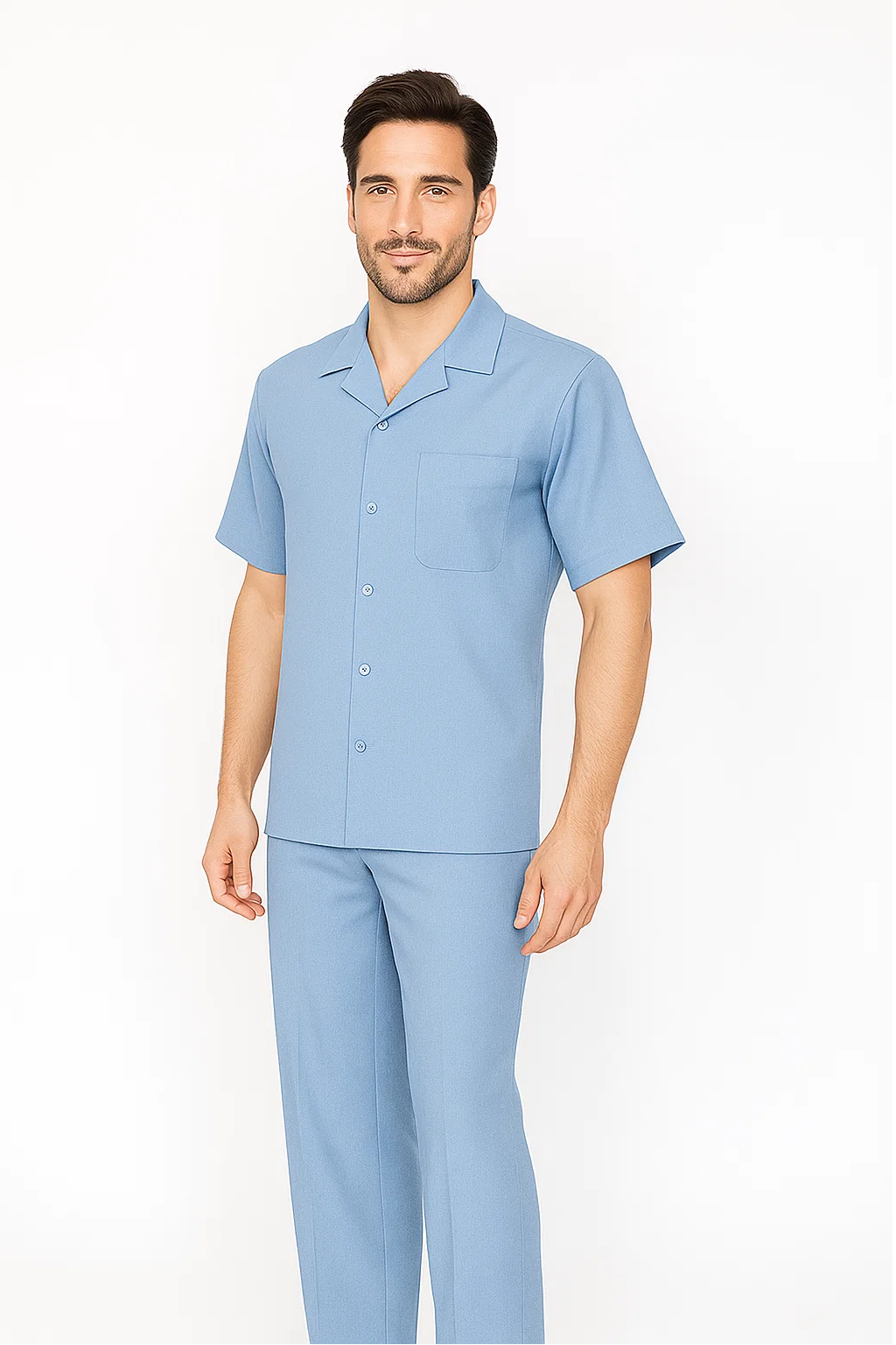 Mens Walking Suit in Color powder blue leisure suit causal Matching Shirt and Pants $99