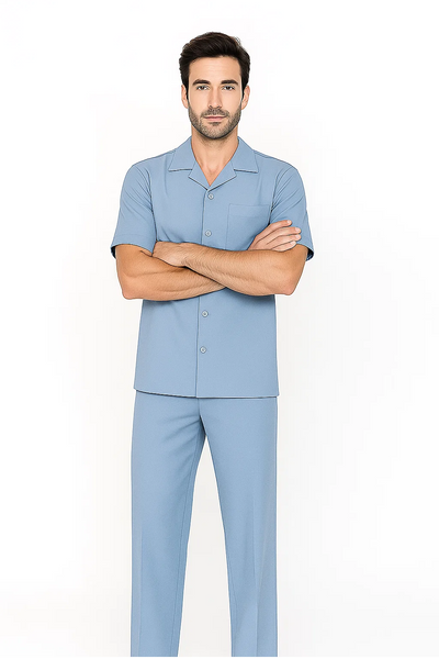 Mens Walking Suit in Color powder blue leisure suit causal Matching Shirt and Pants $99 2   - from alligatorwarehouse.com