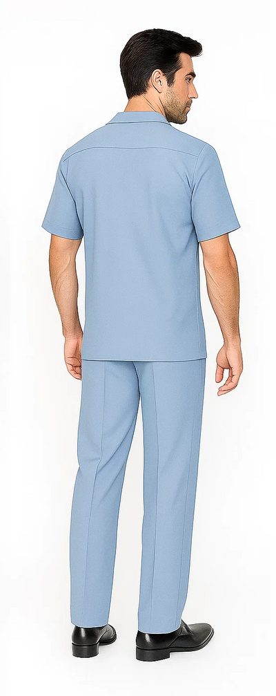 Mens Walking Suit in Color powder blue leisure suit causal Matching Shirt and Pants $99 4   - from alligatorwarehouse.com