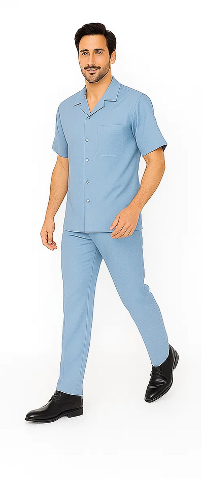 Mens Walking Suit in Color powder blue leisure suit causal Matching Shirt and Pants $99 8   - from alligatorwarehouse.com