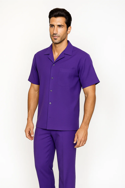 Mens Walking Suit in Color purple leisure suit causal Matching Shirt and Pants $99 1   - from alligatorwarehouse.com