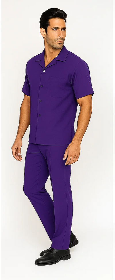 Mens Walking Suit in Color purple leisure suit causal Matching Shirt and Pants $99 3   - from alligatorwarehouse.com