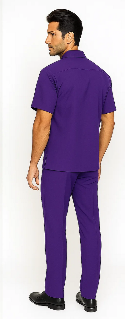 Mens Walking Suit in Color purple leisure suit causal Matching Shirt and Pants $99 4   - from alligatorwarehouse.com