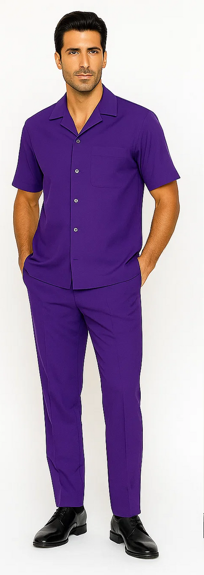 Mens Walking Suit in Color purple leisure suit causal Matching Shirt and Pants $99 5   - from alligatorwarehouse.com