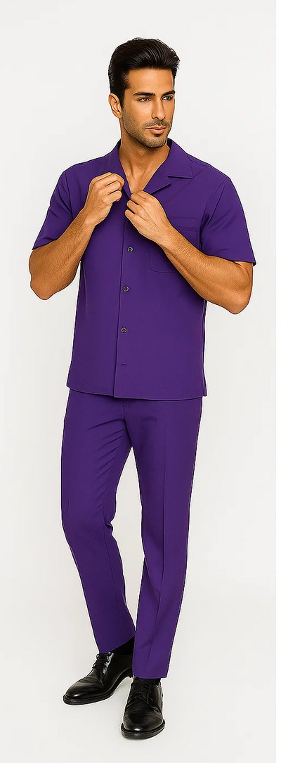 Mens Walking Suit in Color purple leisure suit causal Matching Shirt and Pants $99 7   - from alligatorwarehouse.com