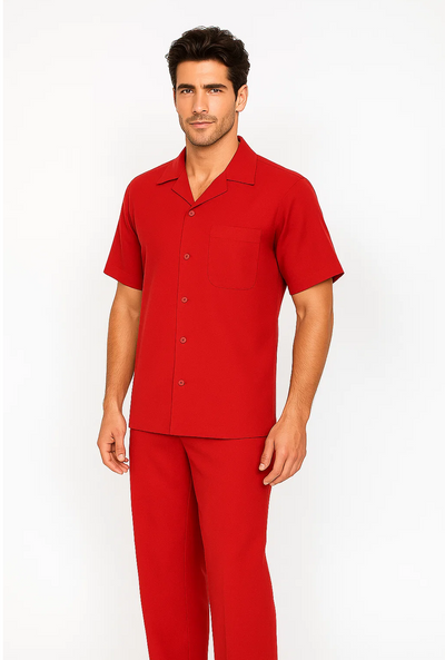 Mens Walking Suit in Color red leisure suit causal Matching Shirt and Pants $99 1   - from alligatorwarehouse.com