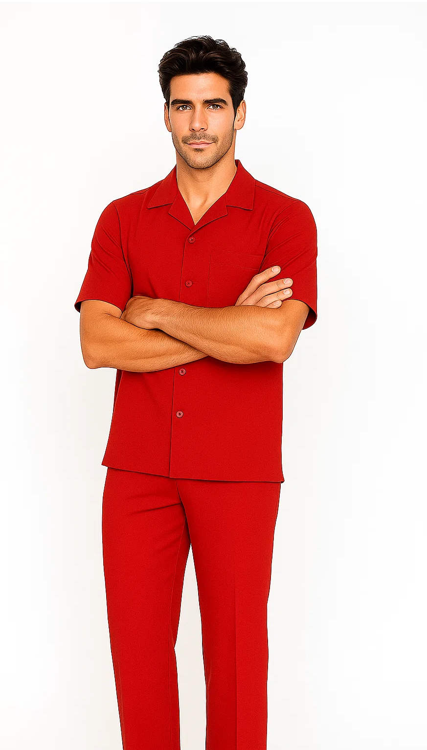 Mens Walking Suit in Color red leisure suit causal Matching Shirt and Pants $99