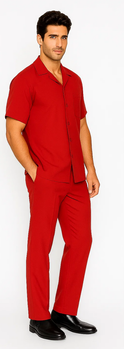 Mens Walking Suit in Color red leisure suit causal Matching Shirt and Pants $99 3   - from alligatorwarehouse.com