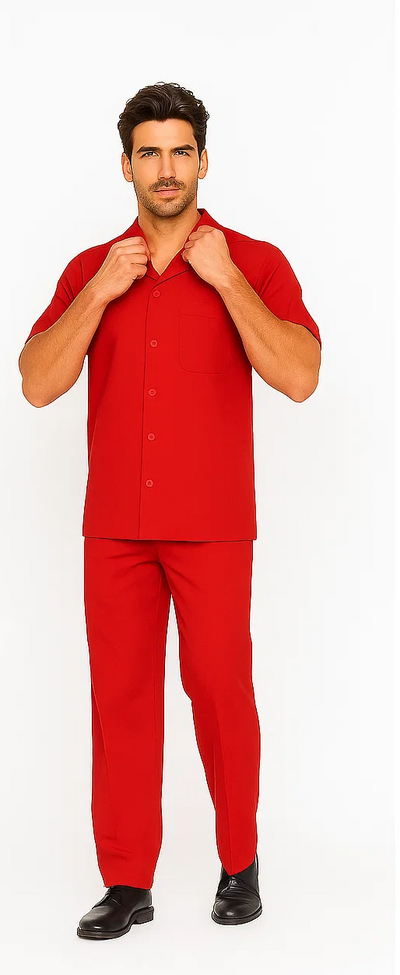 Mens Walking Suit in Color red leisure suit causal Matching Shirt and Pants $99 7   - from alligatorwarehouse.com