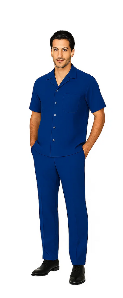 Mens Walking Suit in Color royal blue leisure suit causal Matching Shirt and Pants $99 5   - from alligatorwarehouse.com