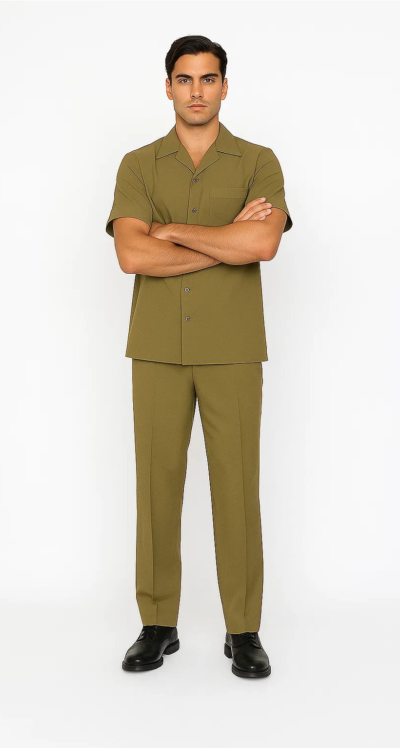 Mens Walking Suit in Color Safari Leisure Suit Casual Matching Shirt and Pants $99 2   - from alligatorwarehouse.com