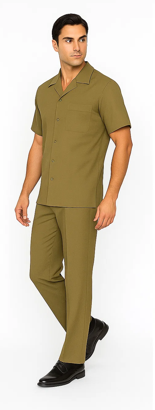 Mens Walking Suit in Color Safari Leisure Suit Casual Matching Shirt and Pants $99 3   - from alligatorwarehouse.com
