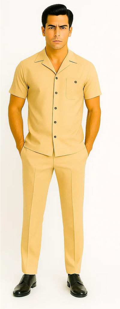 Mens Walking Suit in Color sand leisure suit causal Matching Shirt and Pants $99 5   - from alligatorwarehouse.com