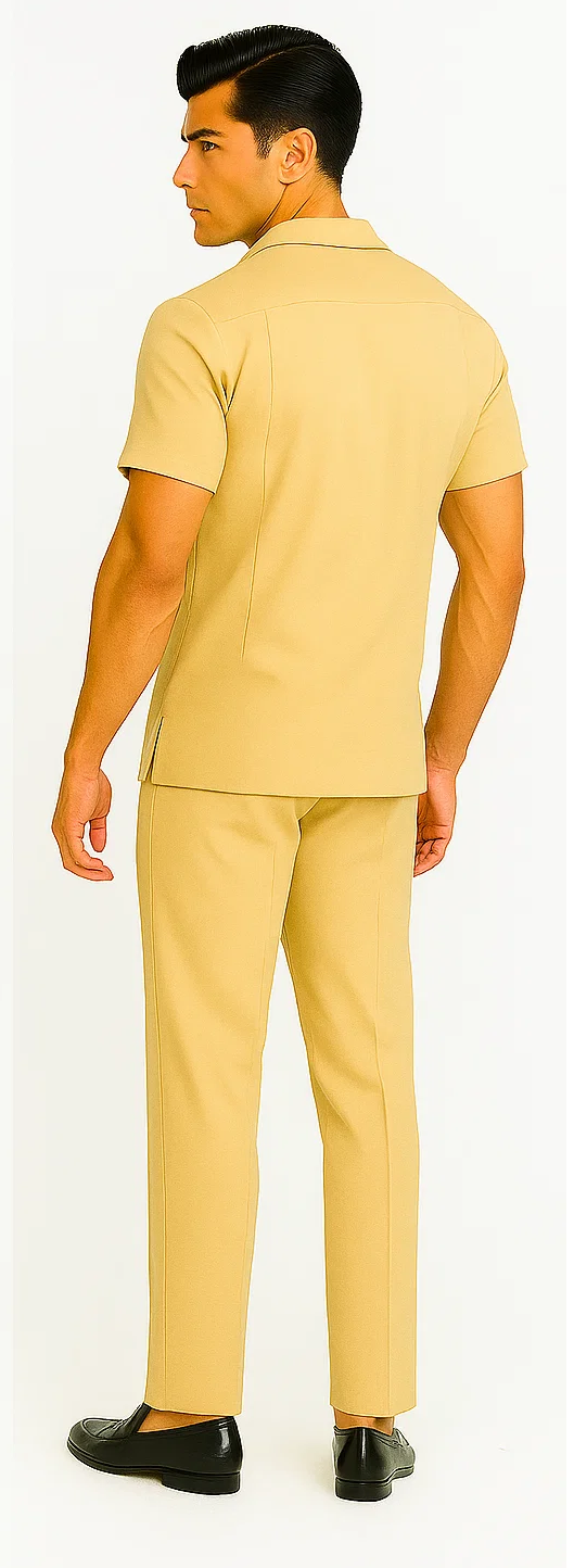 Mens Walking Suit in Color sand leisure suit causal Matching Shirt and Pants $99