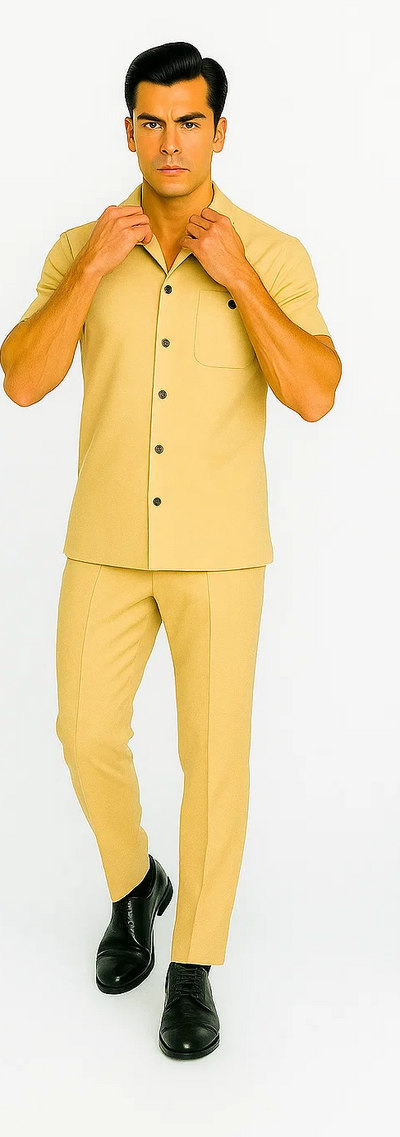 Mens Walking Suit in Color sand leisure suit causal Matching Shirt and Pants $99 7   - from alligatorwarehouse.com