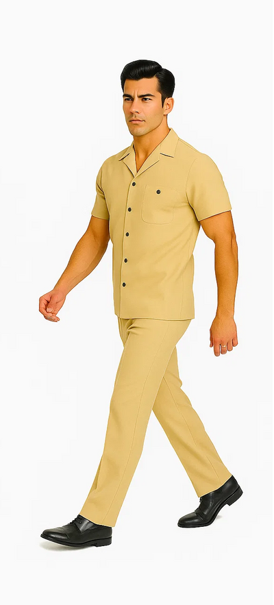 Mens Walking Suit in Color sand leisure suit causal Matching Shirt and Pants $99 8   - from alligatorwarehouse.com