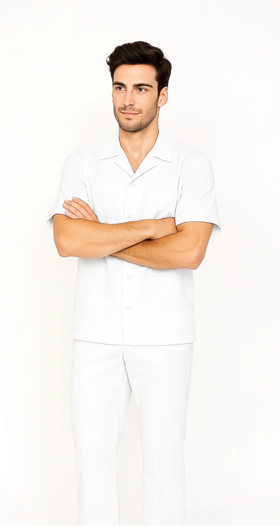 Mens Walking Suit in Color White Leisure Suit Casual Matching Shirt and Pants $99 2   - from alligatorwarehouse.com