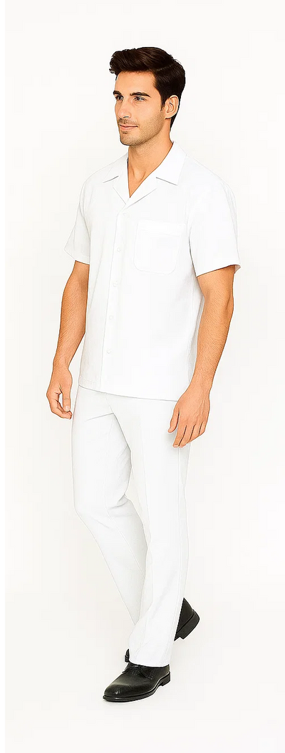 Mens Walking Suit in Color White Leisure Suit Casual Matching Shirt and Pants $99 3   - from alligatorwarehouse.com