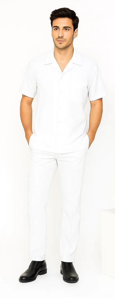 Mens Walking Suit in Color White Leisure Suit Casual Matching Shirt and Pants $99 5   - from alligatorwarehouse.com