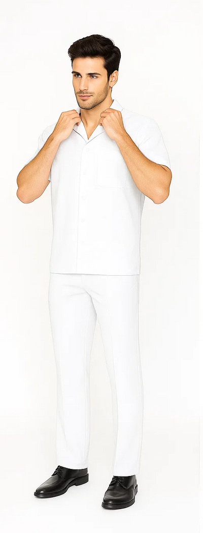 Mens Walking Suit in Color White Leisure Suit Casual Matching Shirt and Pants $99 7   - from alligatorwarehouse.com