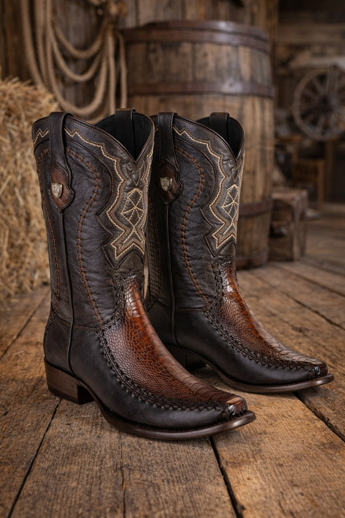 Men's Wild West Ostrich Leg with Deer Dubai Toe Boots 279F05