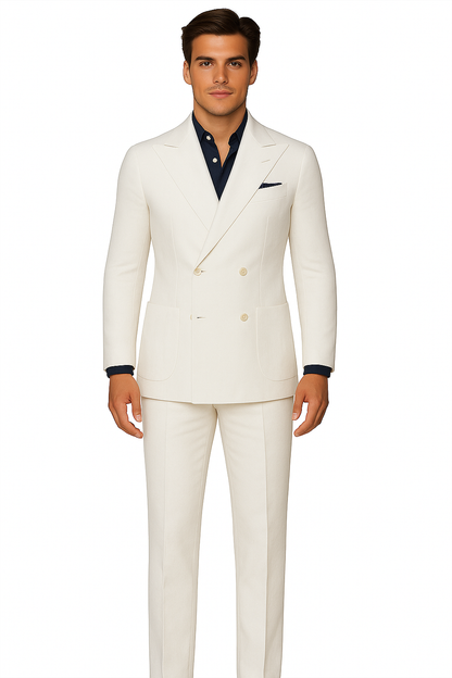 Linen Suit - Mens Summer Suits in White - Beach  Wedding 4 Button