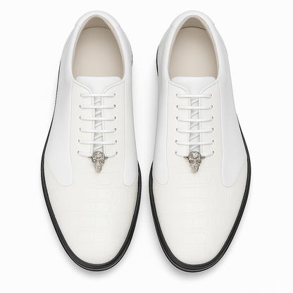 Los Altos White Ostrich Leg Lace Up Sneakers