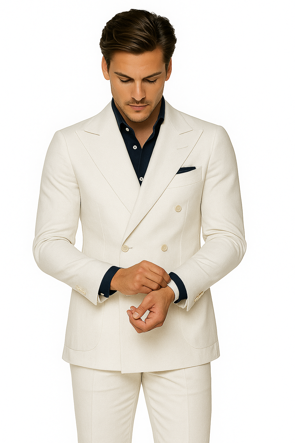 Linen Suit - Mens Summer Suits in White - Beach  Wedding 4 Button