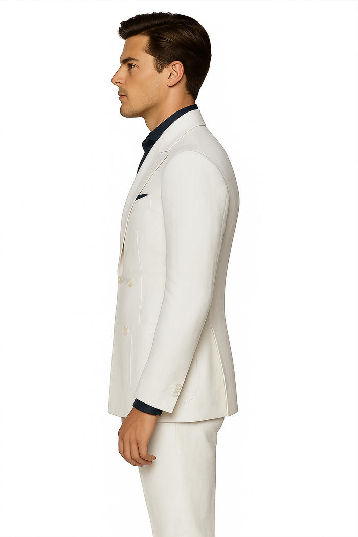 Linen Suit - Mens Summer Suits in White - Beach  Wedding 4 Button