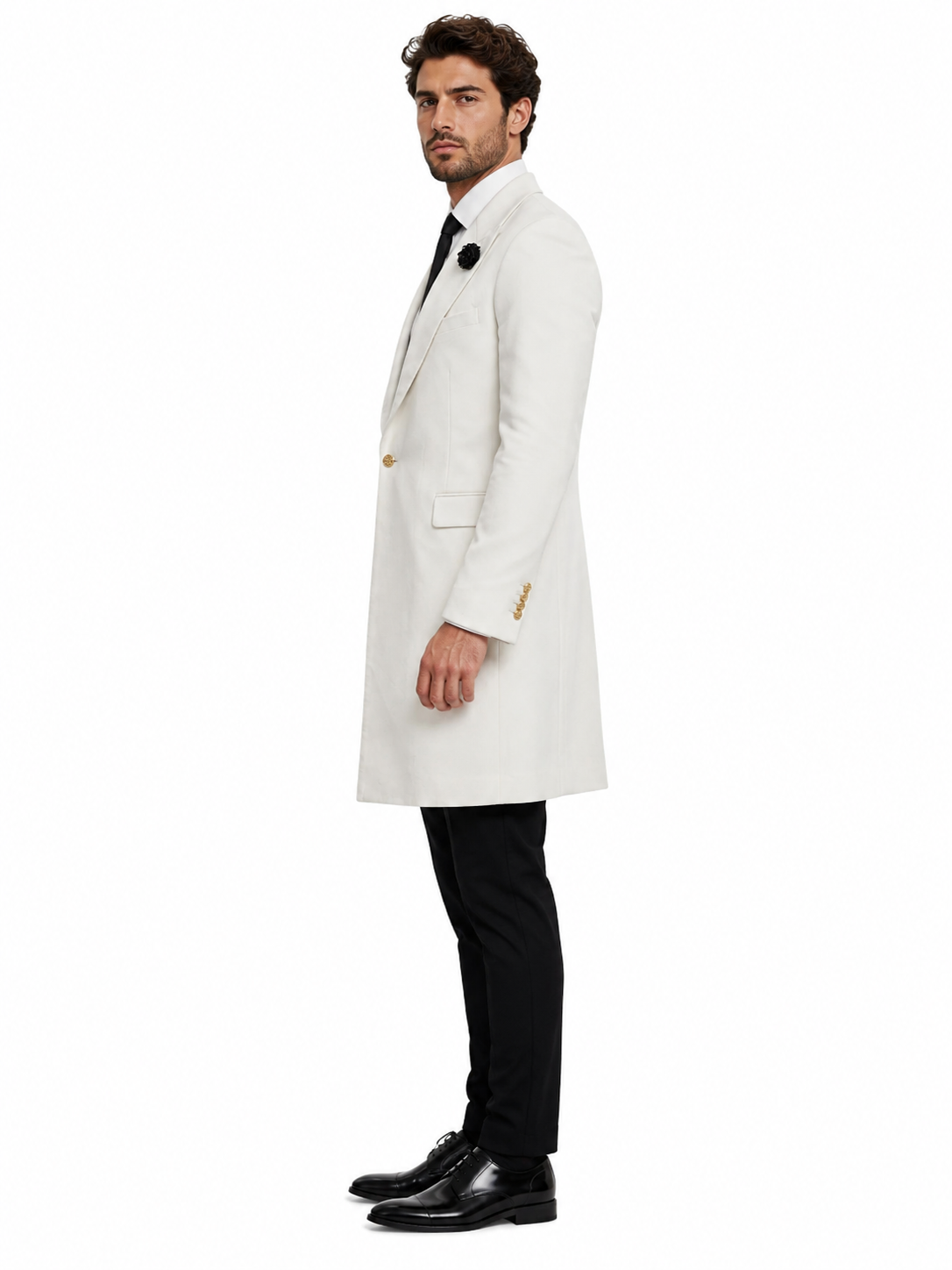 Mens White Velvet Victorian Tailcoat Tuxedo – Three Quarter Length Cutaway Stage And Wedding Jacket