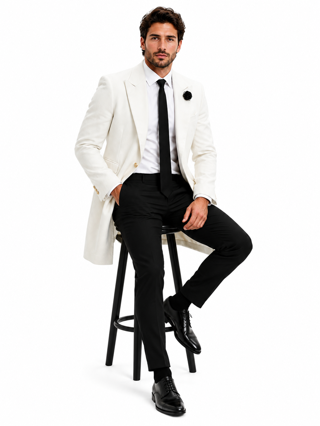 Mens White Velvet Victorian Tailcoat Tuxedo – Three Quarter Length Cutaway Stage And Wedding Jacket