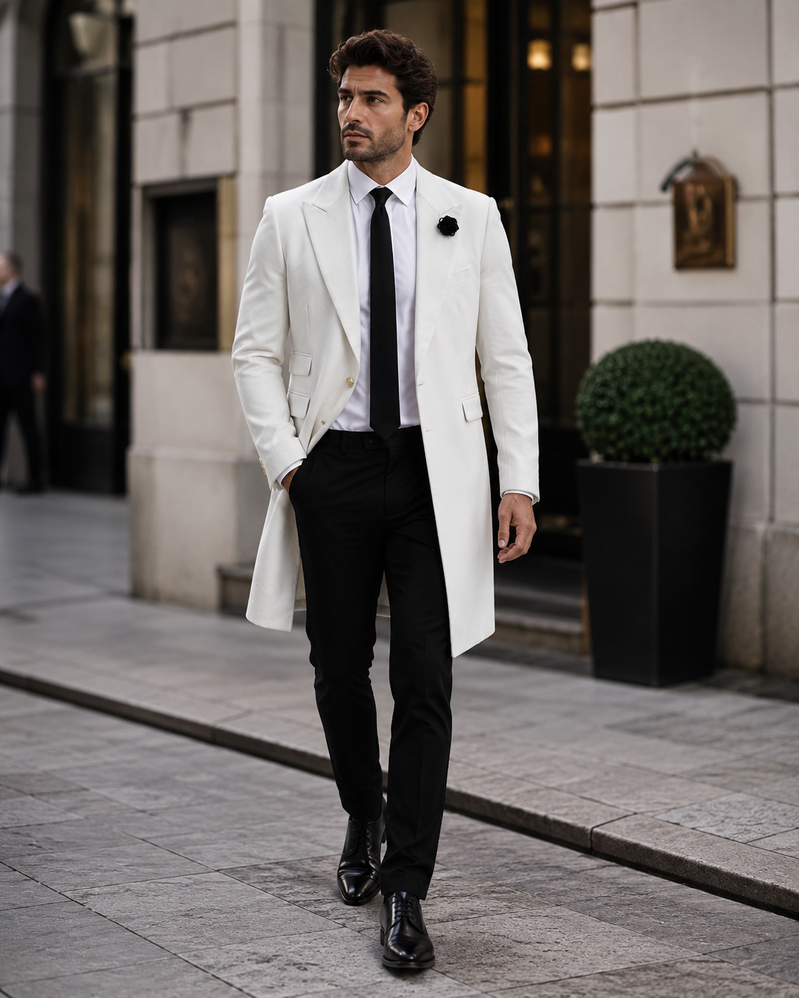 Mens White Velvet Victorian Tailcoat Tuxedo – Three Quarter Length Cutaway Stage And Wedding Jacket